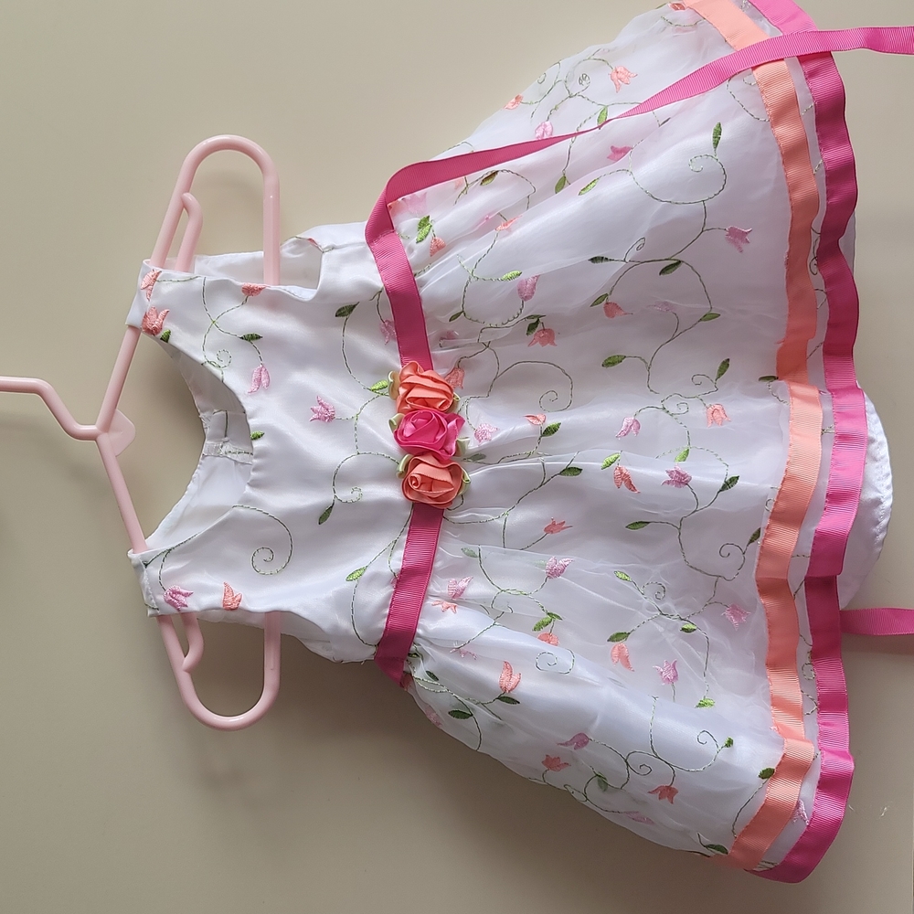 White and pink youngland baby dress